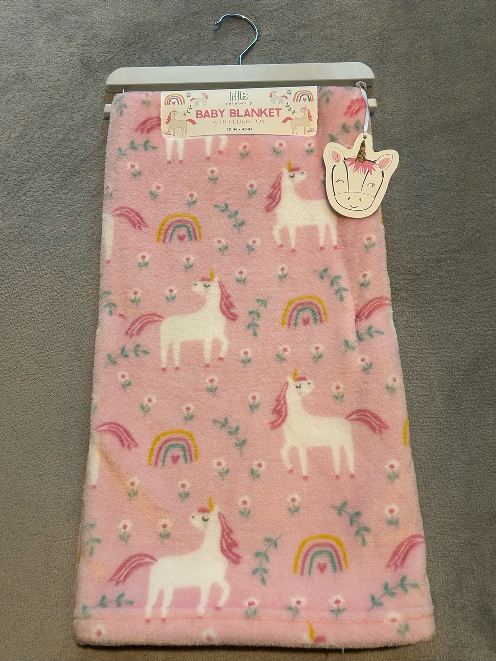Little Unicorn Pink Plush Baby Blanket